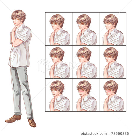 Game-style male character Game-style facial expression difference 78660886
