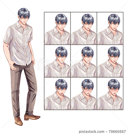Game-style male character Game-style facial expression difference 78660887
