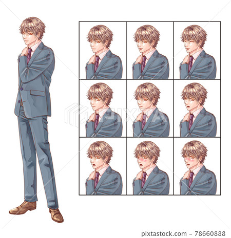 Game-style male character Game-style facial expression difference 78660888