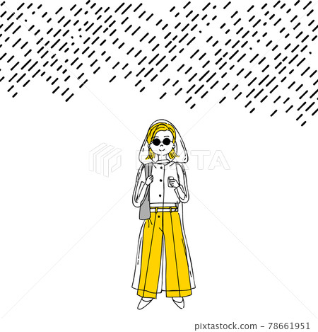 Illustration of a raincoat and a woman Illustration of a raincoat and a woman 78661951