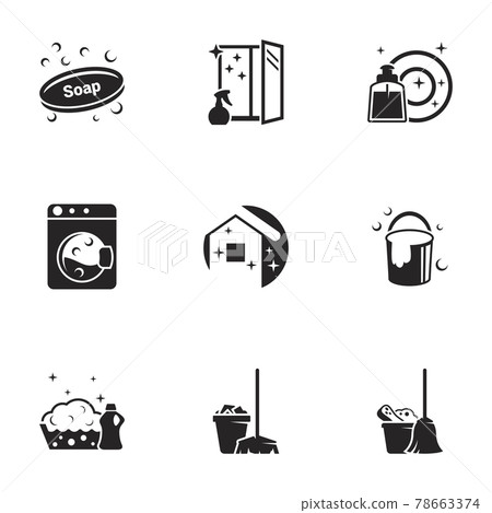 Icons for theme House Cleaning. White background 78663374