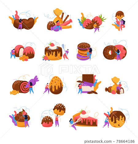 Chocolate Flat Icons Set 78664186