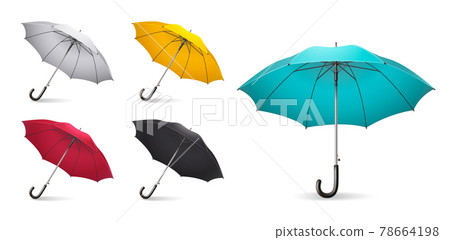 Colored Realistic Umbrella Icon Set 78664198