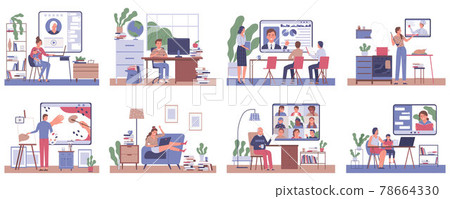 Flat Online Education Set 78664330