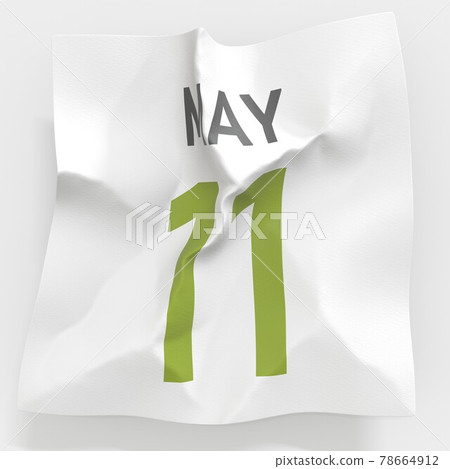 May 11 date on crumpled paper page of a calendar, 3d rendering 78664912