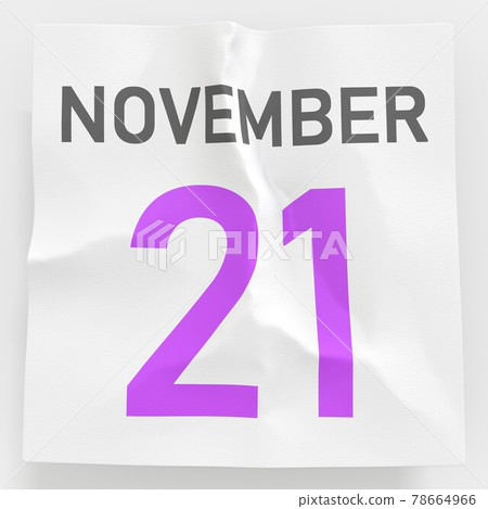 November 21 date on crumpled paper page of a... - Stock Illustration ...