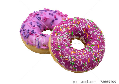 The doughnuts are round. Berry and donuts. Cherry and raspberry muffins. 78665109