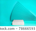 stone podium display set. Copy space, pastel blue background. Cosmetics or beauty product mockup. 78666593