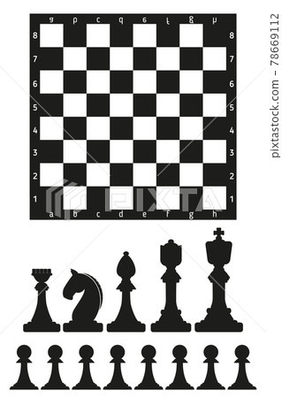 Chess Board and Chess Pieces on a White 78669112