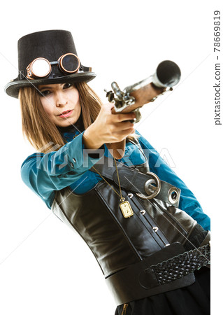 Funky girl in steampunk style. Funky girl in steampunk style. 78669819