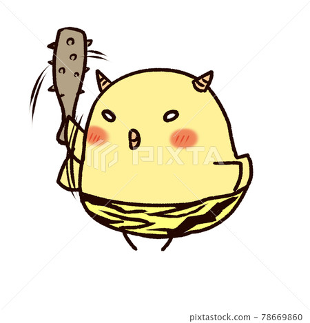 一個打扮成惡魔並揮舞著金棒的小雞 78669860