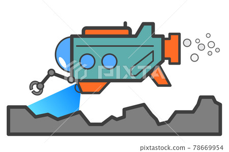 Illustration of a submersible exploring underwater Illustration of a submersible exploring underwater 78669954