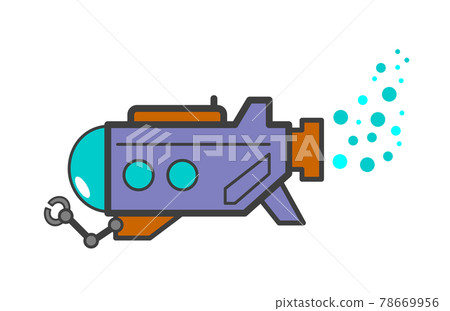 潛水器在水下探索的插圖 潛水器在水下探索的插圖 78669956
