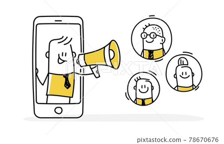 Stickman speaks into a megaphone 78670676