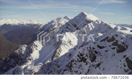Beautiful snowy mountains in Sochi. Beautiful scenery with snow covered 78671036