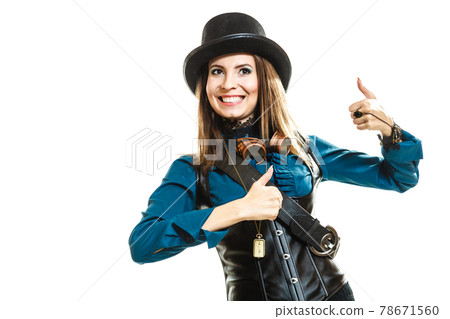 Cool girl in steampunk style. Cool girl in steampunk style. 78671560