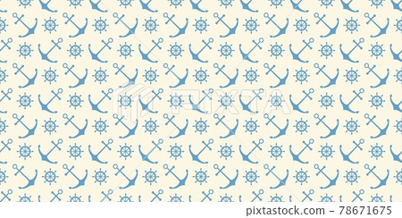Nautical seamless pattern with ship wheels and anchors 78671675