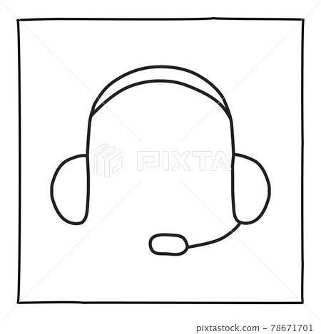 Doodle Headphones Phone icon or logo, hand drawn with thin black line. Doodle Headphones Phone icon or logo, hand drawn with thin black line. 78671701