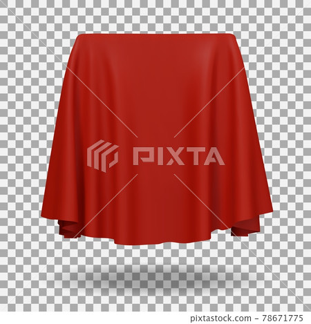 Red fabric covering a blank template vector illustration Red fabric covering a blank template vector illustration 78671775