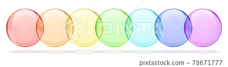Collection of rainbow colored transparent round bubbles Collection of rainbow colored transparent round bubbles 78671777
