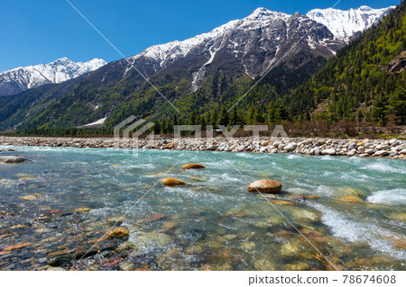 Baspa river in Himalayas 78674608