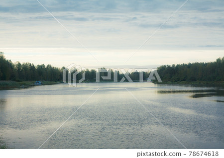 Autumn landscape of Kymijoki river waters in Finland, Kymenlaakso, Kouvola. Autumn landscape of Kymijoki river waters in Finland, Kymenlaakso, Kouvola. 78674618