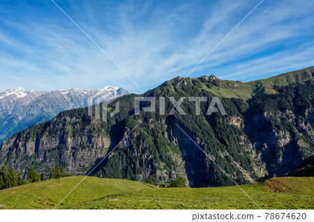 Spring in Kullu valley in Himalaya mountains. Himachal Pradesh, India Spring in Kullu valley in Himalaya mountains. Himachal Pradesh, India 78674620