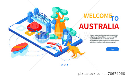 Welcome to Australia - colorful isometric web banner Welcome to Australia - colorful isometric web banner 78674968