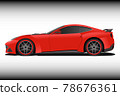 The car is a passenger car of red color. Vector image on white background EPS-10. 78676361