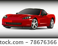 The car is a passenger car of red color. Vector image on white background EPS-10. 78676366