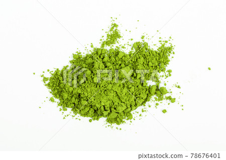 Top view green matcha tea powder isolated on white background 78676401