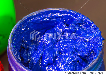 close up blue color of ink for print tee shirt. close up blue color of ink for print tee shirt. 78676921