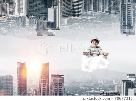 Young boy keeping mind conscious. 78677315