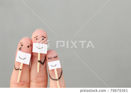Fingers art of family. Concept of people hiding emotions. 78678361