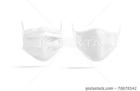 Blank white medical and fabric mask mockup, front view Blank white medical and fabric mask mockup, front view 78678542