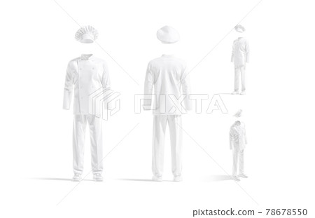 Blank white chef uniform mockup, different views Blank white chef uniform mockup, different views 78678550