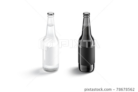 Blank black and white glass beer bottle with label mockup Blank black and white glass beer bottle with label mockup 78678562