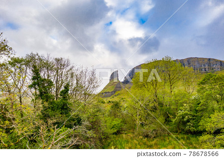 Aerial view of rock formation located in county Leitrim, Ireland called Eagles Rock 78678566