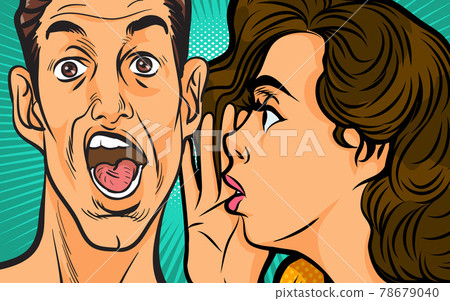 Woman telling Gossip secret to man Woman telling Gossip secret to man 78679040