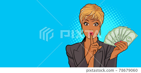 balck woman showing money and copy space for banner balck woman showing money and copy space for banner 78679060