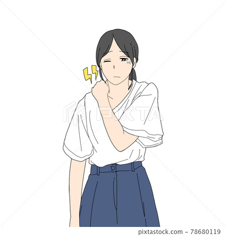 Woman with stiff shoulders 78680119