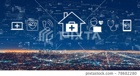Telehealth theme with downtown Los Angeles 78682280