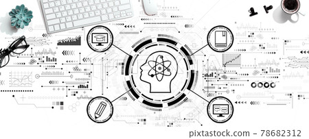 Online education concept with a computer keyboard 78682312