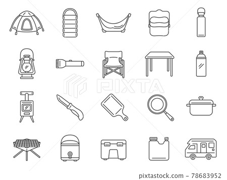 Camping equipment icon set 78683952