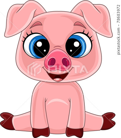 Cartoon cute baby pig sitting Cartoon cute baby pig sitting 78683972