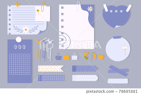 Flat stationery planner page to do list vector set Flat stationery planner page to do list vector set 78685881