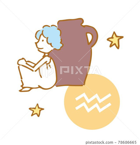 手繪12星座簡約可愛星星水瓶座黃色 78686665