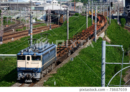 EF65 1128 rail transport train on the Hoppō Freight Line 78687039