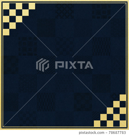 Navy blue and golden checkered Japanese style frame Navy blue and golden checkered Japanese style frame 78687783