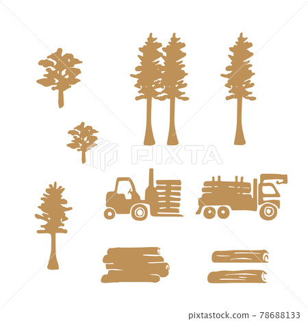 Lumber industry silhouette illustration set 78688133